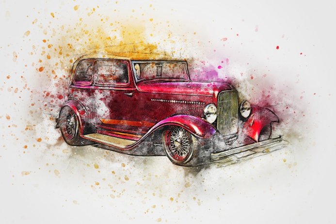 Car Old Car Art Abstract Watercolor Vintage